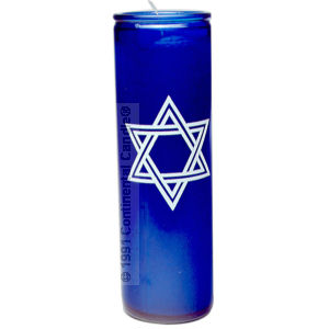 STAR OF DAVID CANDLE BLUE 12 TALL 