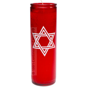 STAR OF DAVID CANDLE RED  12 TALL 